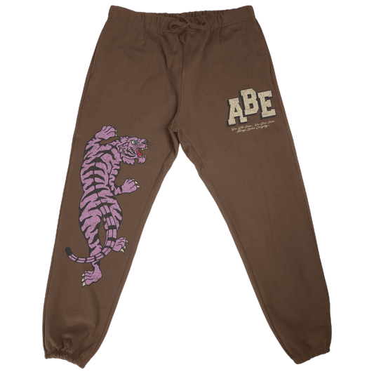 ABE LUCKY TIGER SWEATPANTS - BROWN